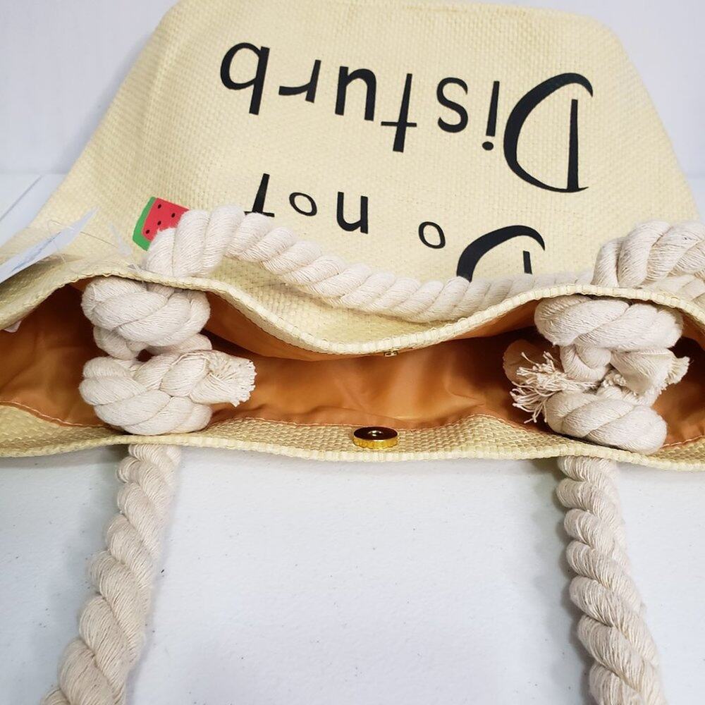 Cruise Club "Do Not Disturb" Straw Beach Bag Tote - Picture 5 of 10